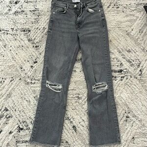 ZARA straight leg jeans. Black wash, slightly worn. Size 4, womens jeans